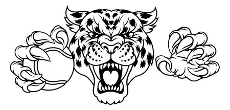 Jaguar Leopard Cheetah Panther Tennis Mascotのイラスト素材