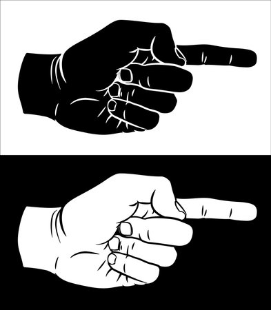 Hand Pointing Finger Etched Vintage Woodcut Styleのイラスト素材