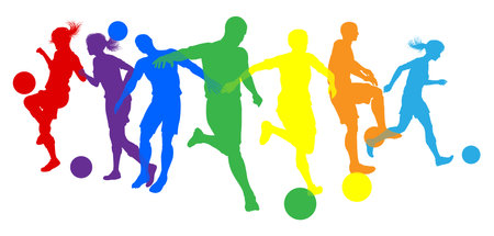Soccer Football Players People Silhouettes Conceptのイラスト素材