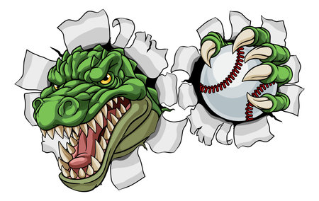 Crocodile Dinosaur Alligator Baseball Sport Mascotのイラスト素材