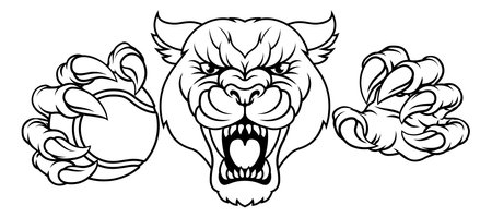 Panther Leopard Cougar Wildcat Tennis Ball Mascotのイラスト素材