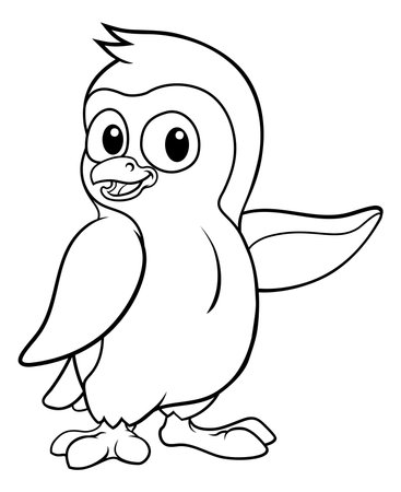 Penguin Bird Coloring Cartoon Wildlife Mascotのイラスト素材