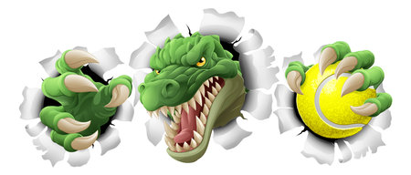 Crocodile Dinosaur Alligator Tennis Sports Mascotのイラスト素材