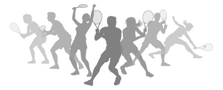 Silhouette Tennis Players Silhouettes Conceptのイラスト素材