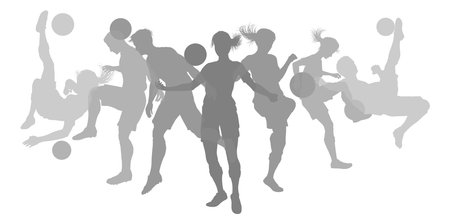 Soccer Football Players Male Female Silhouettesのイラスト素材
