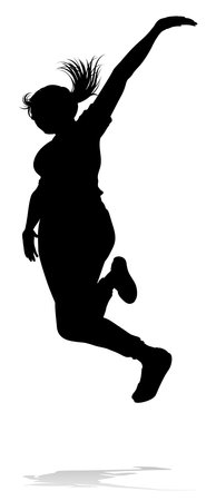 Happy Woman Jumping For Joy Silhouette Personのイラスト素材