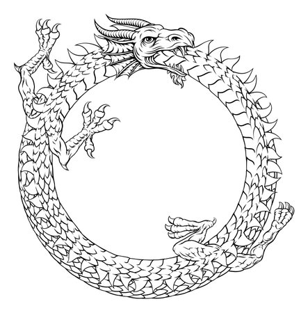 Ouroboros Circle Dragon Eating Circular Tailのイラスト素材