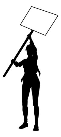 Protest Rally March Picket Sign Silhouette Personのイラスト素材