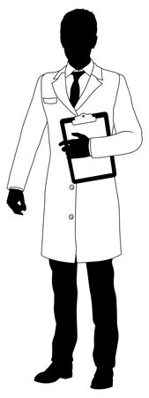 Scientist Engineer Survey Clipboard Man Silhouetteのイラスト素材