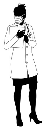 Doctor Woman With Clipboard Medical Silhouetteのイラスト素材