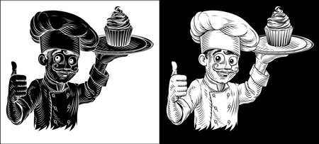 Pastry Chef Cupcake Cake Baker Bakery Illustrationのイラスト素材