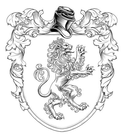 Coat of Arms Crest Lion Heraldic Knight Shieldのイラスト素材