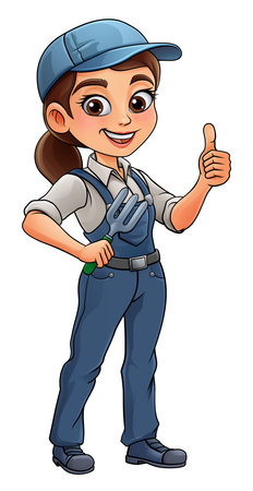 Woman Female Gardener Farmer Gardening Cartoonのイラスト素材