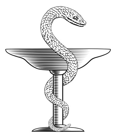 Bowl of Hygeia Snake Medical Pharmacist Iconのイラスト素材