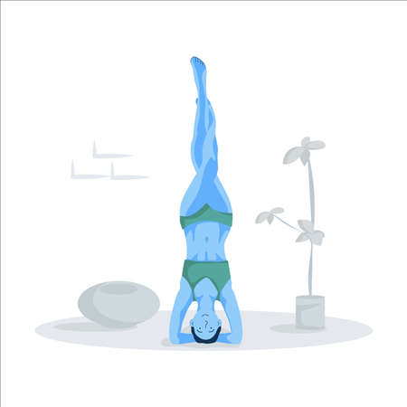 Young woman in yoga pose on floor.のイラスト素材