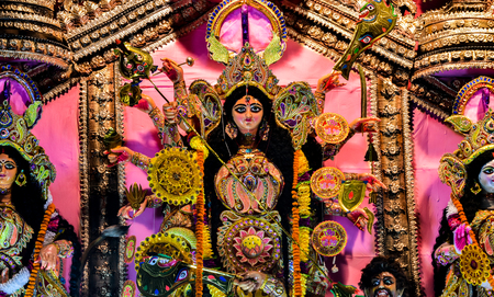 Inside View Of A Puja Pandel Made By Household Materialsのeditorial素材