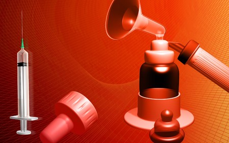 Gynaecological instrument in red backgroundの写真素材