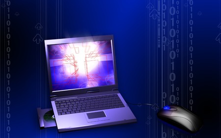 Laptop and mouseの写真素材