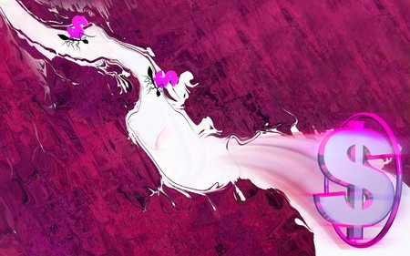 Dollar with flowing water  	 の写真素材