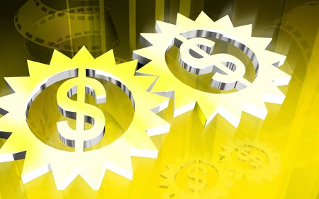 Gear inside dollar の写真素材