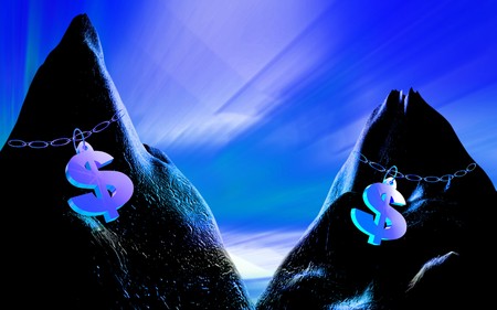 Dollar and mountain	 の写真素材