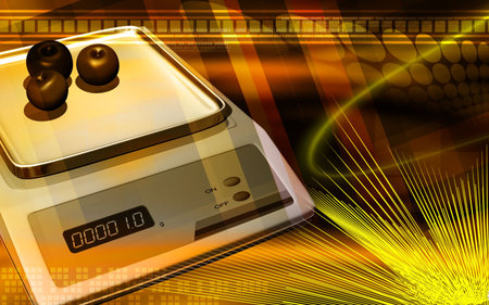 Weight gauge with apple	 の写真素材