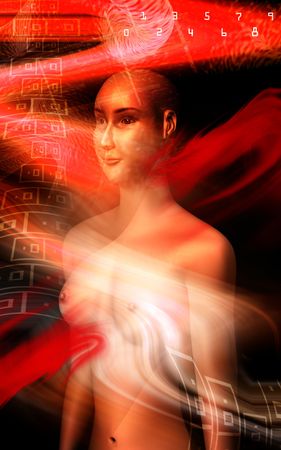 Digital illustration of  a female human body 	の写真素材