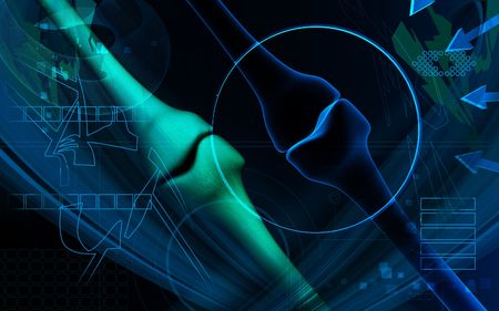 Digital illustration of a human leg bone jointの写真素材