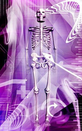Digital illustration of a Skelton in colour  background	の写真素材