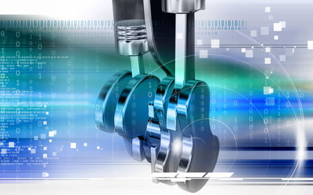 Digital illustration of pistons working in a five stroke engineの写真素材