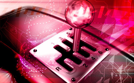 Digital illustration of a vehicle gear lever movement 	の写真素材