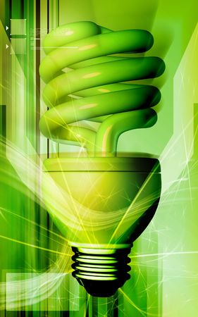 Digital illustration of a CFL light in colour backgroundの写真素材
