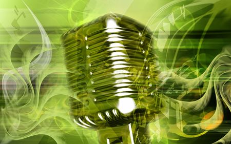 Digital illustration of steel microphone in digital backgroundの写真素材