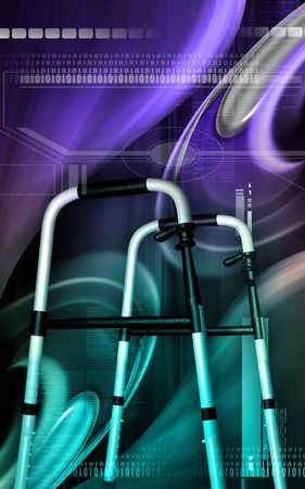 Digital illustration of walking aid using by handicaps 	の写真素材