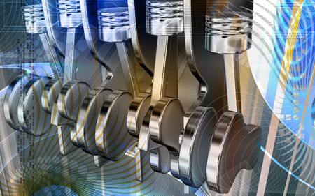 Digital illustration of pistons working in a five stroke engineの写真素材