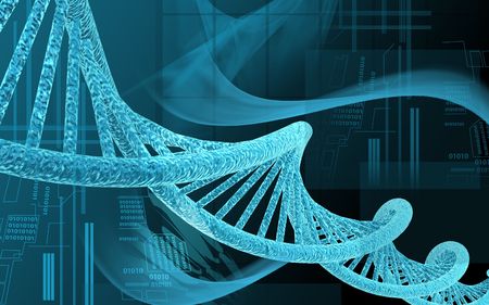 Digital illustration DNA structure  in colour background 	の写真素材