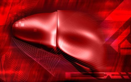 Digital illustration of  liver  in  colour  background 	の写真素材