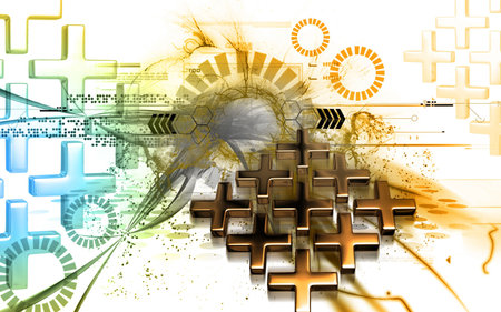 Digital illustration of cross symbol in colour background	の写真素材