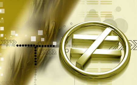 Digital illustration of not equal to  sign in colour backgroundの写真素材