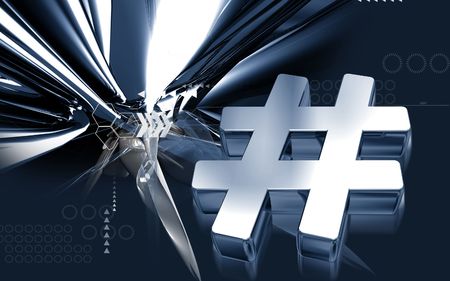 Digital illustration of hash key sign in colour backgroundの写真素材