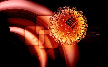 Digital illustration of influenza virus in   colour background  の写真素材