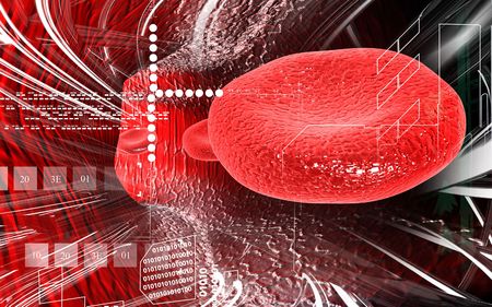 Digital illustration of  blood cell  in colour  background 	の写真素材