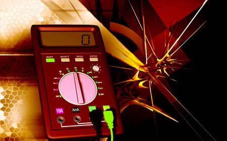 Digital illustration of  a multimeter in colour background 	