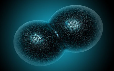 Digital illustration of molecules in colour background 	