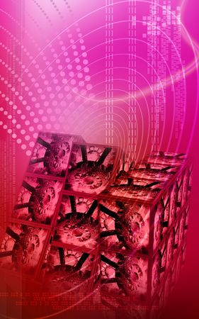 Digital illustration of a puzilingcube  in colour background 	の写真素材