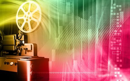 Digital illustration of a vintage projector in colour background	の写真素材