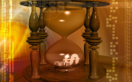 Digital illustration of Dollar sign in hourglass