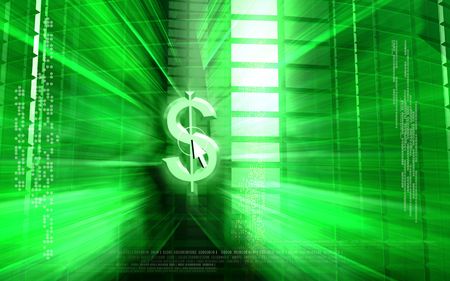 Digital illustration of Dollar sign with colour background	の写真素材