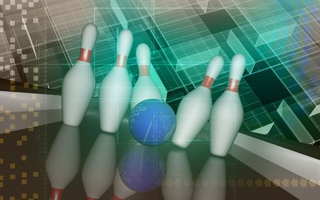 Digital illustration of Tenpin and dollar boll 	の写真素材