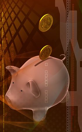 Digital illustration of Pig and dollar in colour background	の写真素材